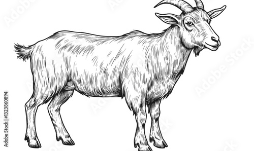 Detailed goat icon set in linear style vector.