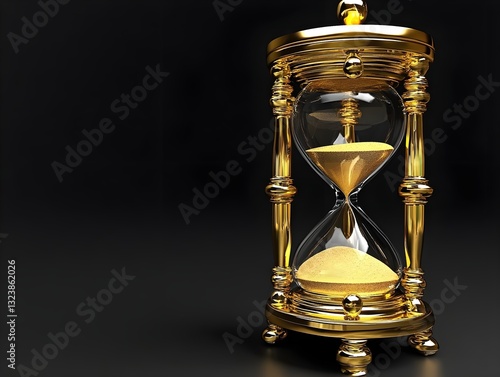 Wallpaper Mural An hourglass with golden sand slowly flowing, black background, symbolizes the value of time. Torontodigital.ca