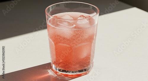 Wallpaper Mural Refreshing Pink Drink with Ice Cubes in Glass on Tabletop Torontodigital.ca