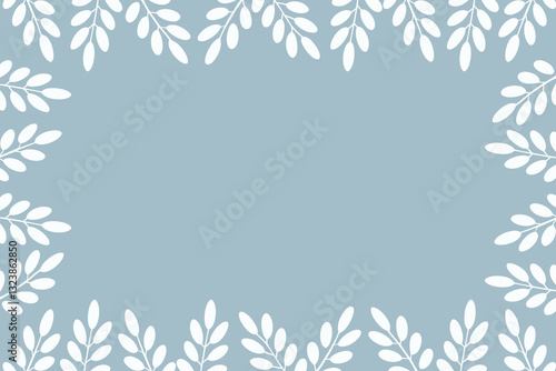 Floral Border on Blue Background. place for a text