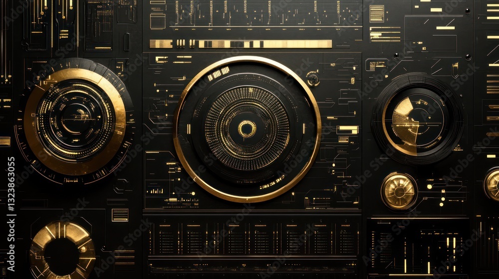 Fototapeta premium Gold & Black Tech Interface
