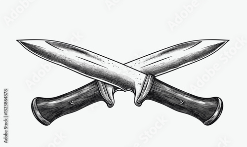 Crossed knives illustration, flat icons set, vector style.