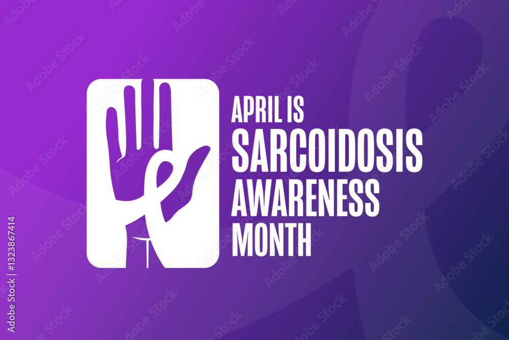 April is Sarcoidosis Awareness Month. Template for background, banner, card, poster with text. Vector EPS10 illustration.