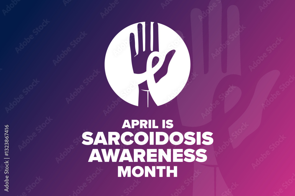 April is Sarcoidosis Awareness Month. Template for background, banner, card, poster with text. Vector EPS10 illustration.