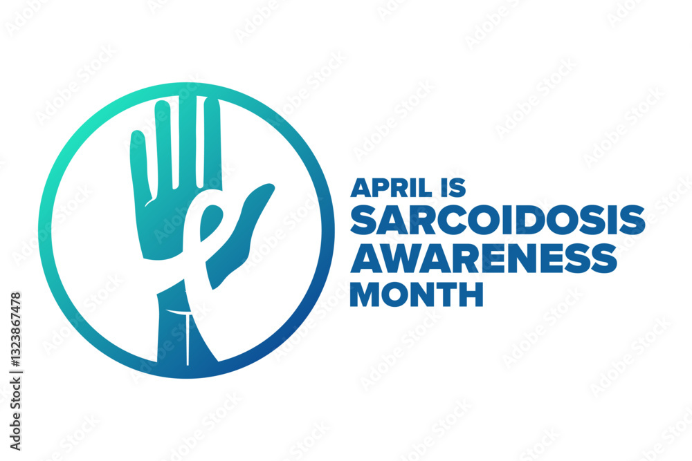 April is Sarcoidosis Awareness Month. Template for background, banner, card, poster with text. Vector EPS10 illustration.