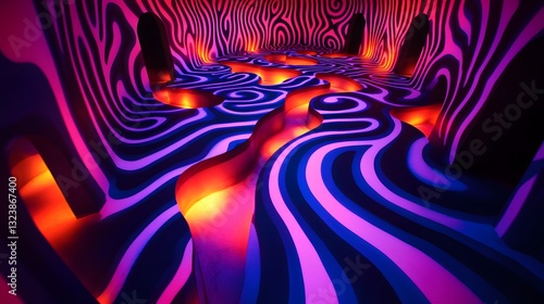 Derealization: A Labyrinthine Landscape of Shifting Pathways Illuminated by a Kaleidoscope of Colors Emphasizing Perpetual Transformation