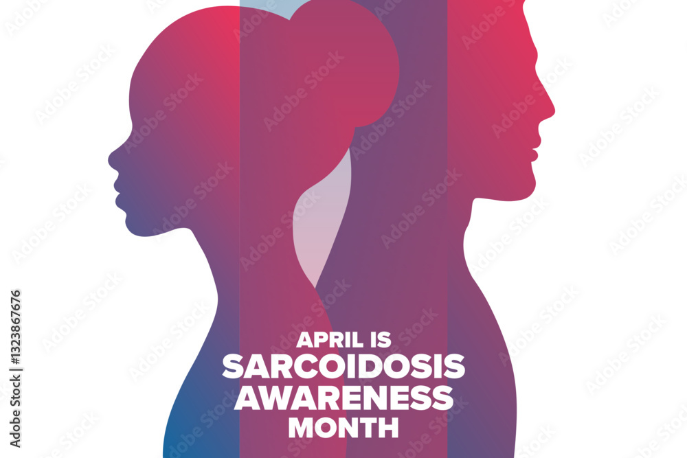 April is Sarcoidosis Awareness Month. Template for background, banner, card, poster with text. Vector EPS10 illustration.
