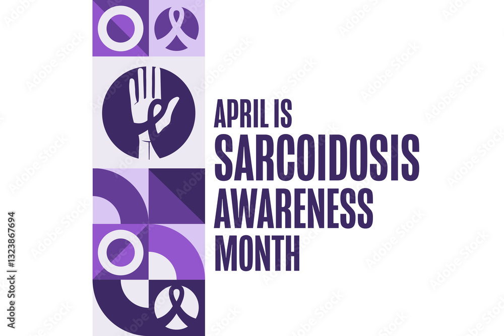 April is Sarcoidosis Awareness Month. Template for background, banner, card, poster with text. Vector EPS10 illustration.