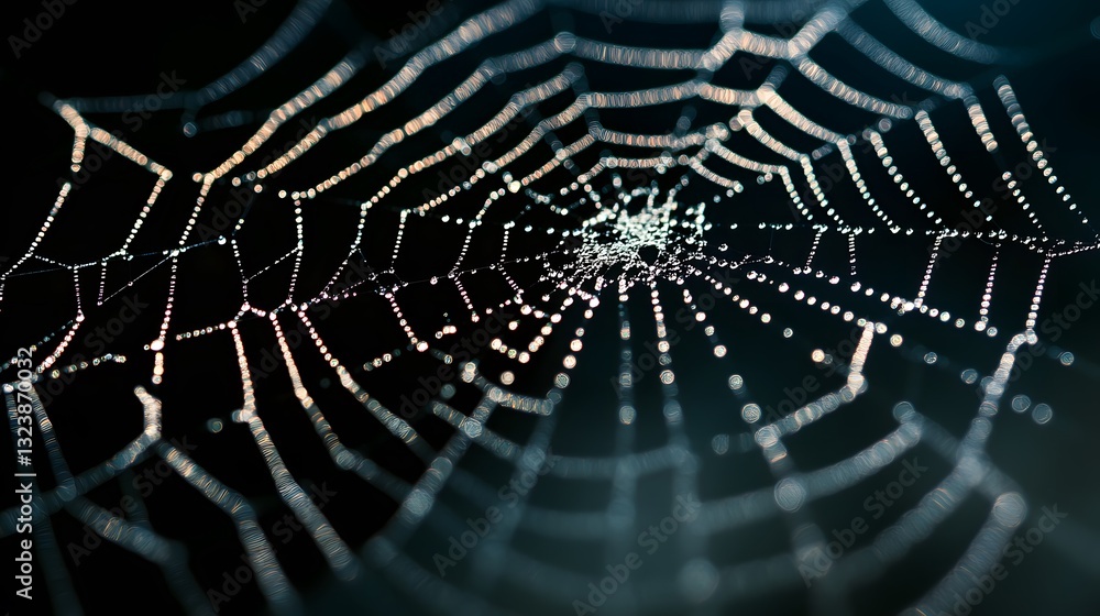 Naklejka premium Anxiety: Visualizing a Glowing Web of Tightly Knotted Threads Engulfed in a Dark Void Representing Personal Struggles.