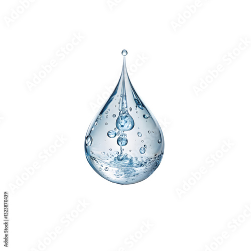 Pure Water Drop: Crystal Clear Image on transparent background