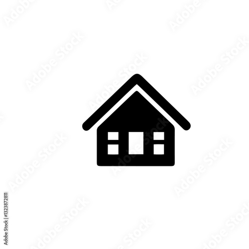 Minimalist house icon, black and white vector illustration for real estate and property