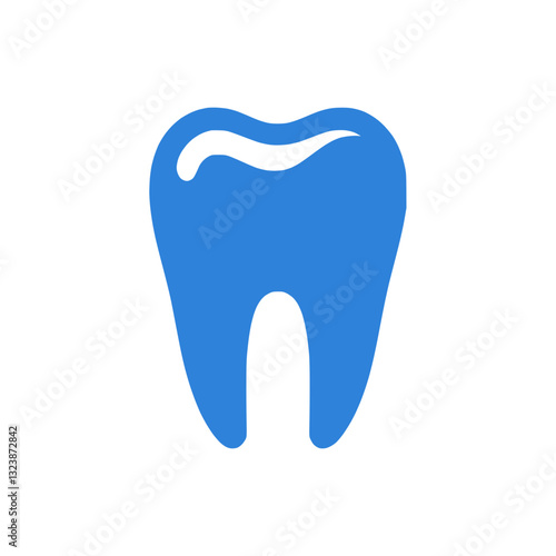 Dental tooth icon, blue silhouette, simple design, healthcare concept