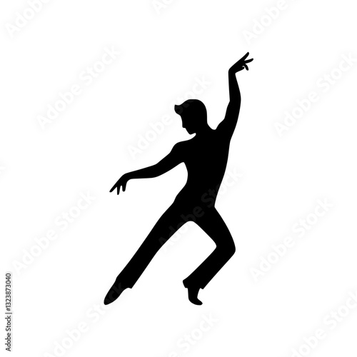 Dancing man silhouette expressive pose with dynamic movement and joy