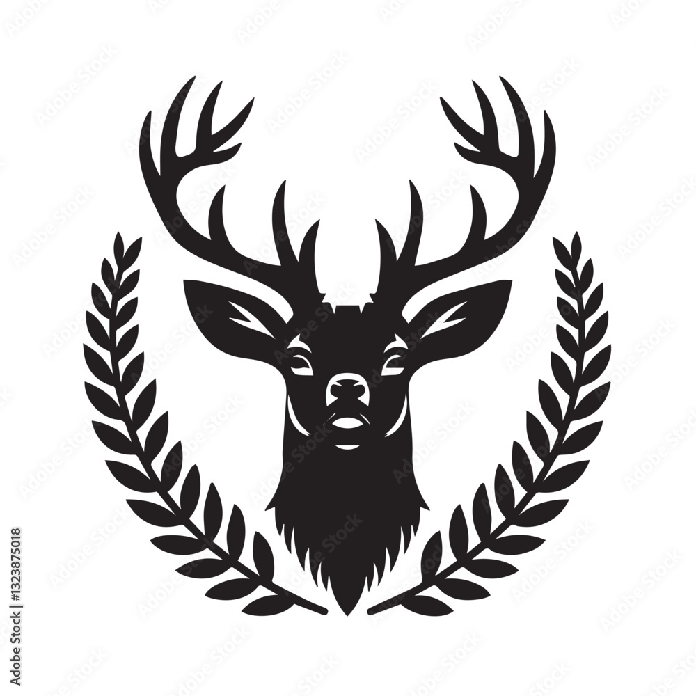 Obraz premium Black and White Deer Silhouette Logo