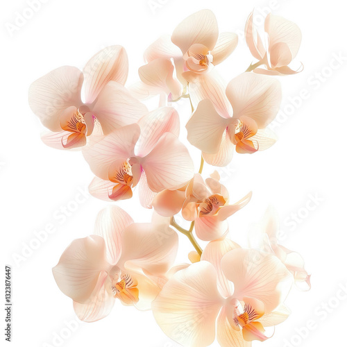 Elegant Orchid Blossom: Capturing the delicate beauty of an elegant orchid blossom in full bloom, its petals radiating a soft, pastel color palette.