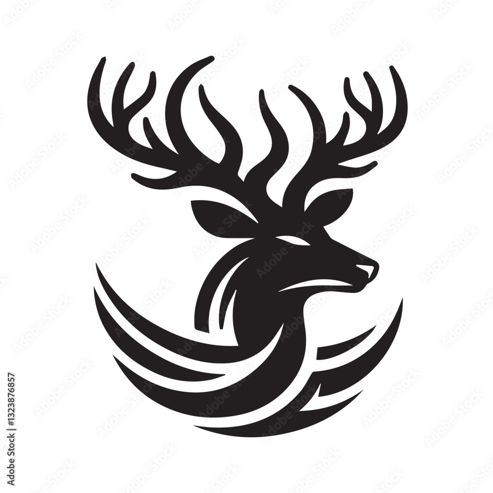 Fototapeta premium Black and White Deer Silhouette Logo