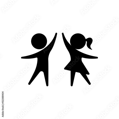 Creative children silhouette vector art illustration.