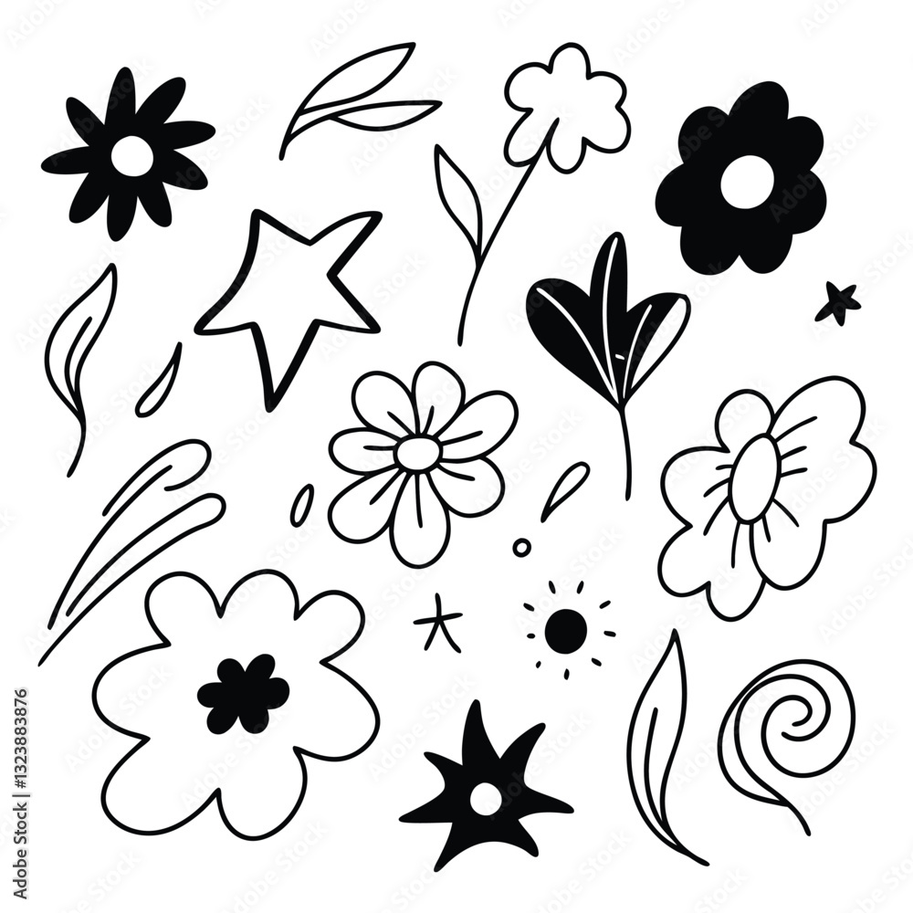 Obraz premium doodle-design-elements-isolated-on-white-backgroun (43).eps