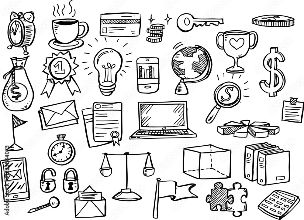 Obraz premium Element of hand drawn business set, Hand drawn in vector design.vector2025-01