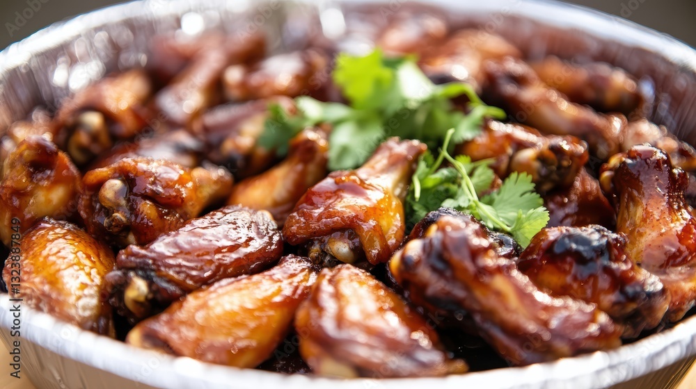 Crispy chicken wings served in a sleek aluminum dish, perfect for a flavorful and convenient meal. Crispy chicken wings served in a sleek aluminum dish, perfect for a flavorful and convenient meal.
