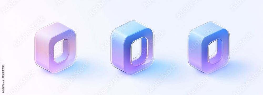 Three isometric pastel 3D letter O's. Three isometric pastel 3D letter O's.