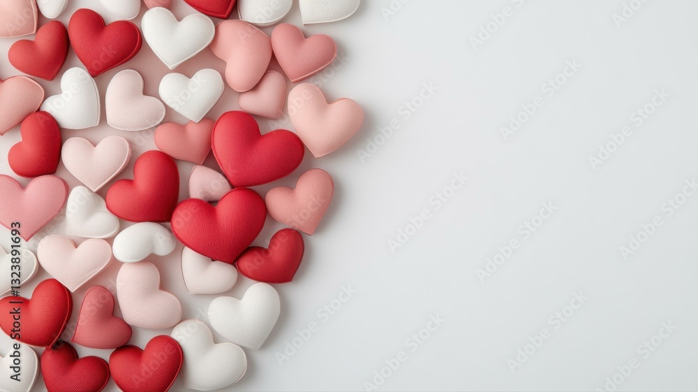 Heart-shaped decorations on a white background, symbolizing love and romance. Ideal for Valentine's Day themes. Heart-shaped decorations on a white background, symbolizing love and romance. Ideal for Valentine's Day themes.