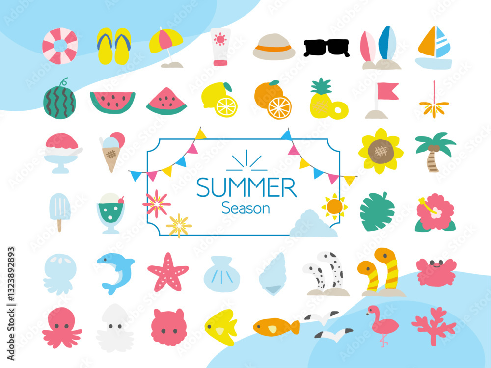 夏の手描きベクターアイコンイラストセット|ビーチ・海・リゾート – Beach Hand-Drawn Vector Illustration 夏の手描きベクターアイコンイラストセット|ビーチ・海・リゾート – Beach Hand-Drawn Vector Illustration