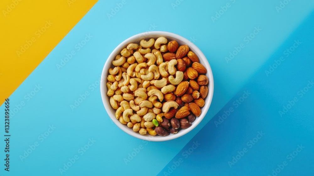 mixed nuts in bowl. Mix of various nuts on colored background. pistachios, cashews, walnuts, hazelnuts, peanuts and brazil nuts. mixed nuts in bowl. Mix of various nuts on colored background. pistachios, cashews, walnuts, hazelnuts, peanuts and brazil nuts.
