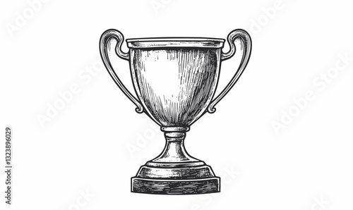 Classic trophy award icon set in linear style - vector.