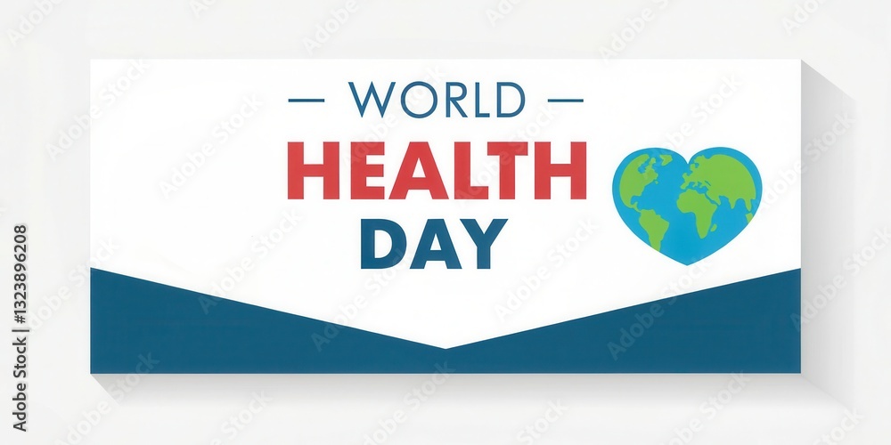 Obraz premium world health day and wellness background. World Health Day banner with a globe and heart symbol promoting health awareness.