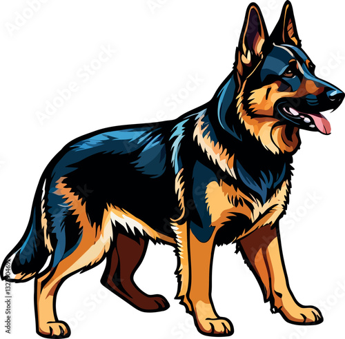 Beautiful German Shepherd Dog Standing on the Floor Calmly