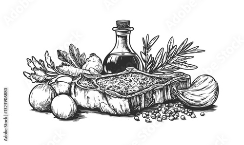 Gourmet ingredients collection linear icons set - vector.