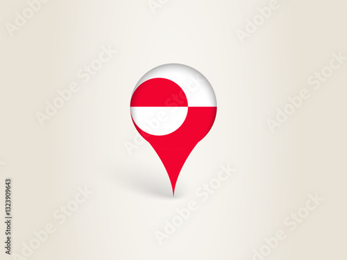 Pin Icon with Greenland National Flag.