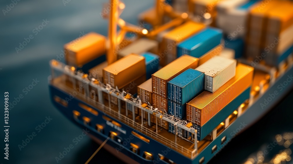 Close-Up of a Container Ship Loaded with Colorful Cargo Boxes in a Port Setting at Sunset Close-Up of a Container Ship Loaded with Colorful Cargo Boxes in a Port Setting at Sunset