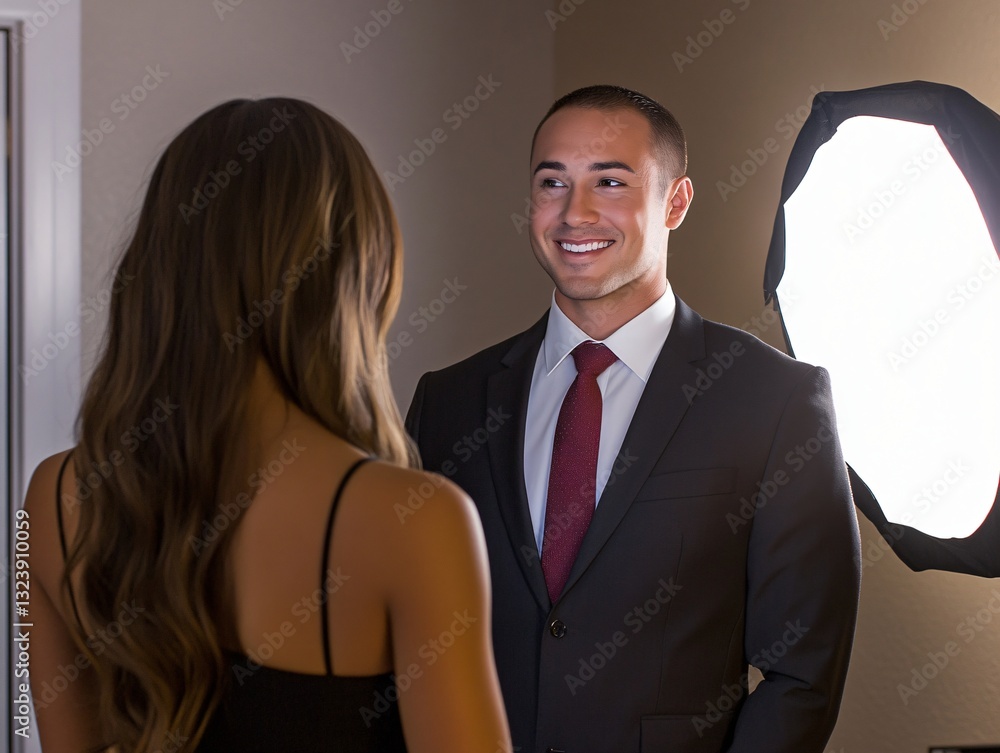 Confident Businessman Engaging with a Client or Colleague in a Professional Setting Confident Businessman Engaging with a Client or Colleague in a Professional Setting
