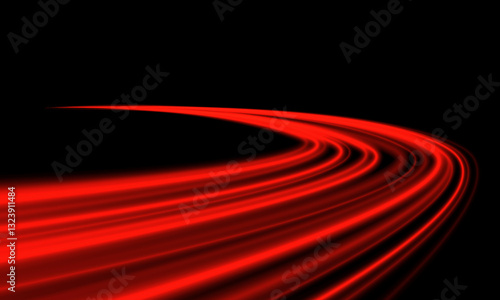 Abstract red light speed blur motion movement on black background vector