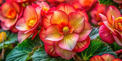 Wallpaper Mural Beautiful Strawberry Begonia Flowers Closeup Torontodigital.ca