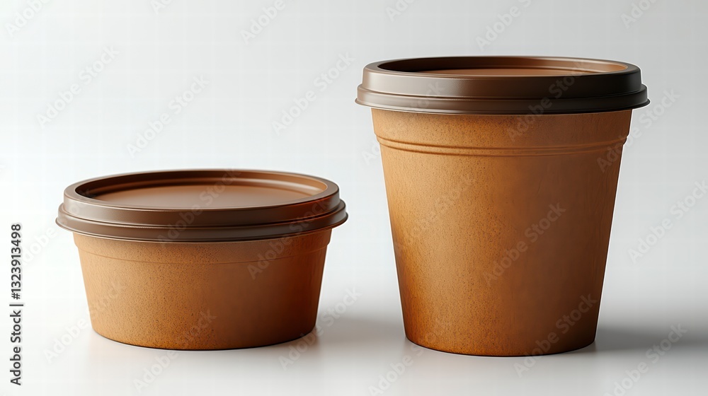 Eco-Friendly Packaging: A pair of eco-conscious food containers and lids, embodying sustainable practices in the realm of food and beverage Eco-Friendly Packaging: A pair of eco-conscious food containers and lids, embodying sustainable practices in the realm of food and beverage