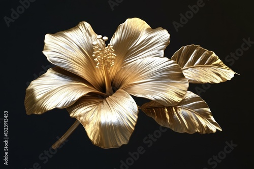 Wallpaper Mural Golden hibiscus on subdued background. Artificial Intelligence image Torontodigital.ca
