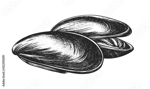 Black and white peanuts drawing, linear icons set, vector.