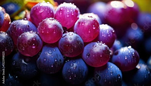 Wallpaper Mural Close-Up of Fresh Purple Grapes with Water Droplets – Nature’s Juicy Delight Torontodigital.ca