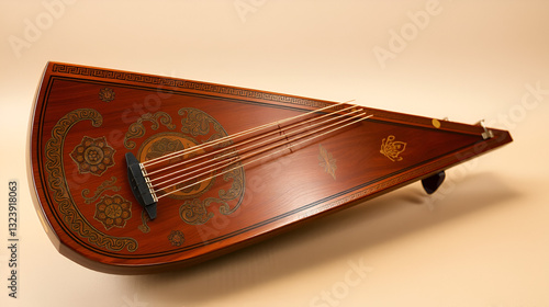 Traditional zither showcasing intricate craftsmanship