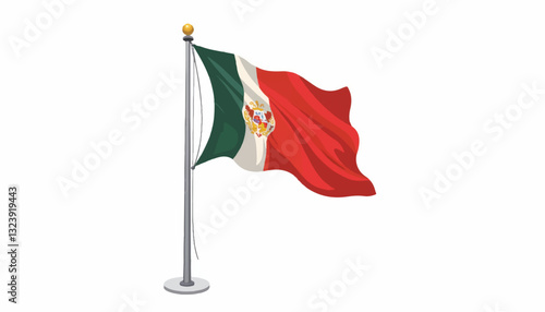 Mexican flag waving on a flagpole