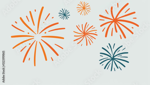 Colorful fireworks on light background