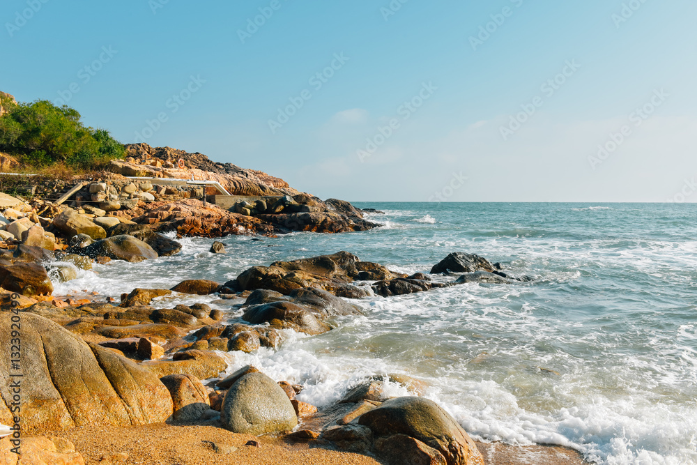 Obraz premium Scenery of Turtle Bay (Haigui Bay) Beach at Shuangyue Bay, Huizhou City, Guangdong Province