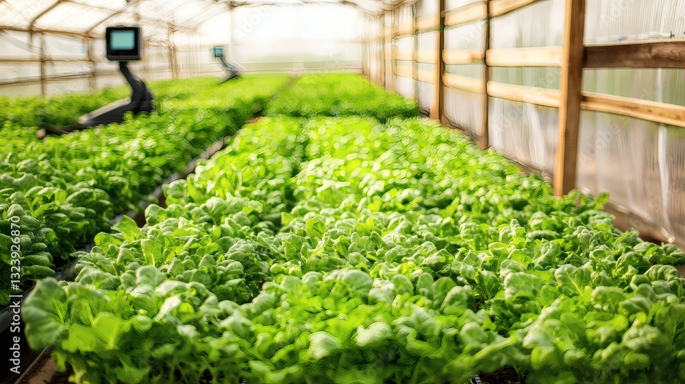rows of lush green plants growing inside of a greenhouse, indicating modern agricultural practice rows of lush green plants growing inside of a greenhouse, indicating modern agricultural practice