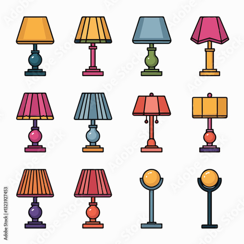 set of vector lamps