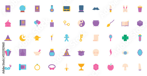 Set of magic vector icons with white background