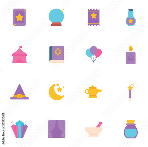 Set of magic vector icons with white background