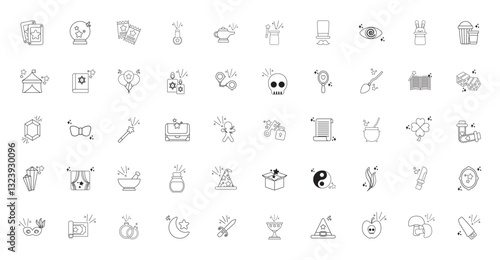 Set of magic vector icons with white background